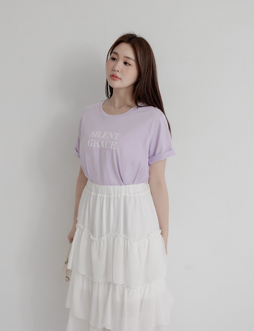 MISS. Basic Graphic Print Plus Size Short Sleeve Tee