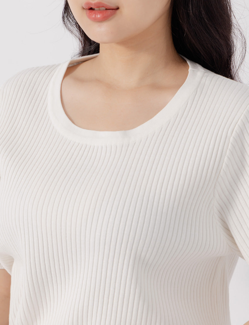 Cooling Lyocell Knit Plus Size Short Sleeve Top