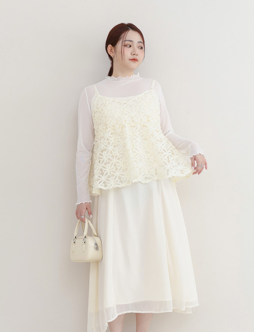 MISS. Ethereal Double Layer Sheer Adjustable Plus Size Maxi Dress