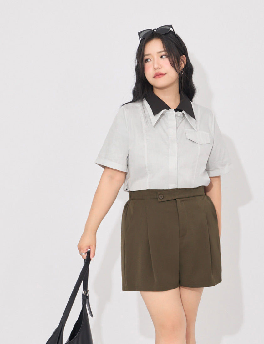 MORE U Asymmetric Wrinkle-Resistant Plus Size Shorts