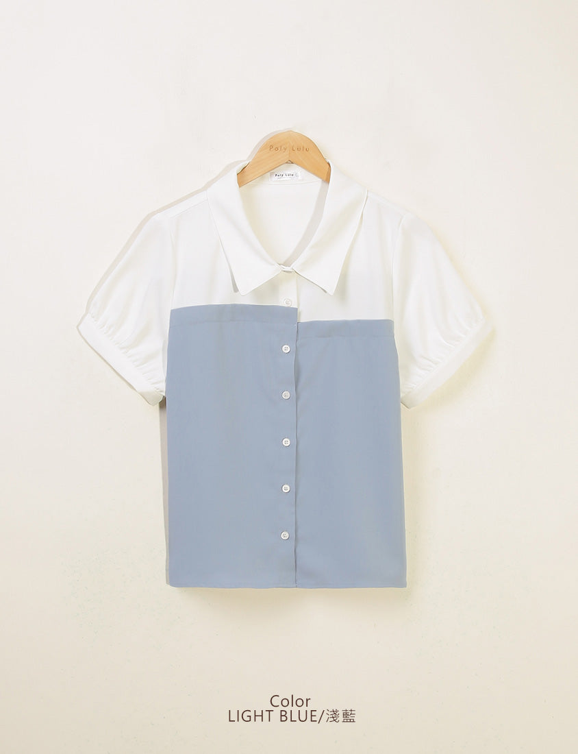 Faux Two-Piece Asymmetric Color-Block Plus Size Shirt
