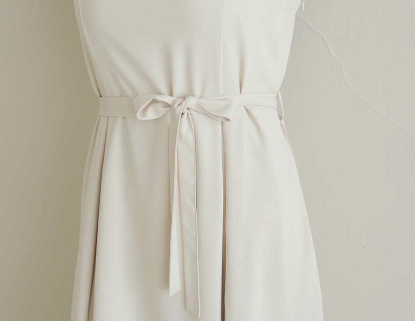 MISS. Silky Cool Pleated  Waist Tie Plus Size Cami Dress