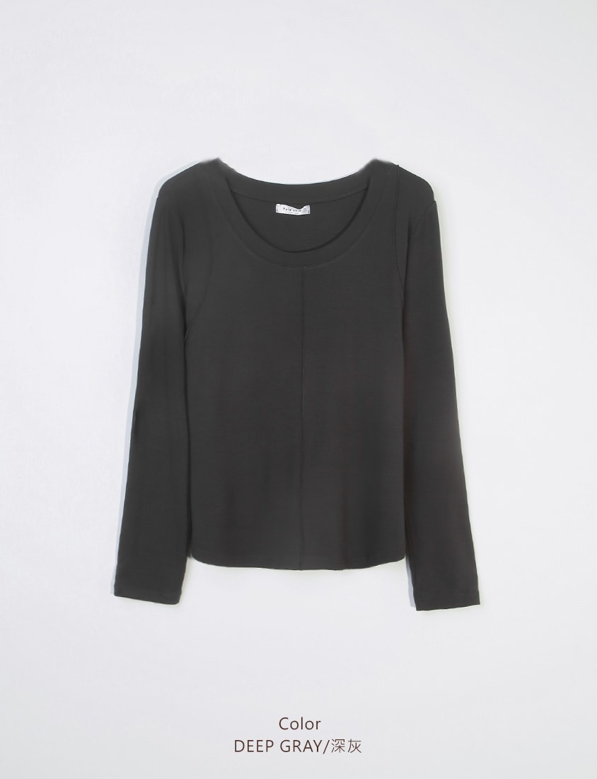 Crewneck 3D Pleated Plus Size Long Sleeve Tee