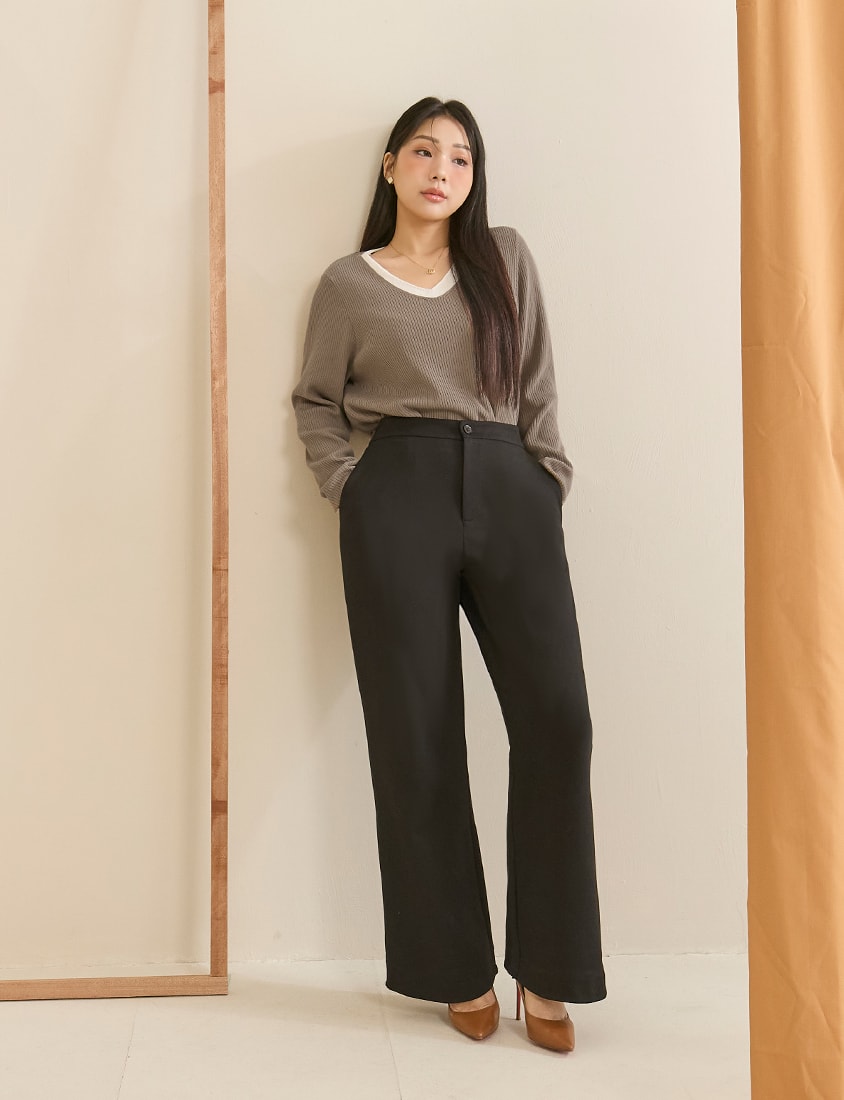 MISS. Easy Care Flared Plus Size Tailored Pants