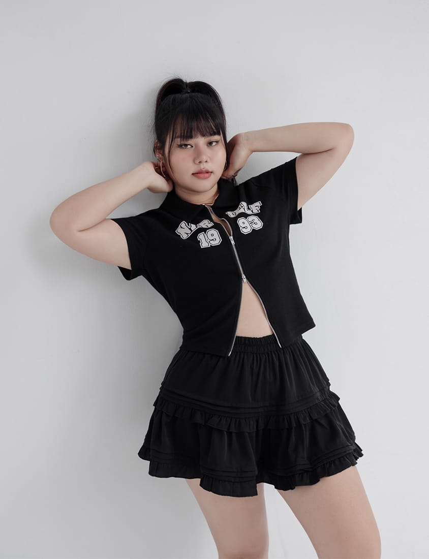 MUA! Ruffled Elastic Waist Plus Size MiniSkirt