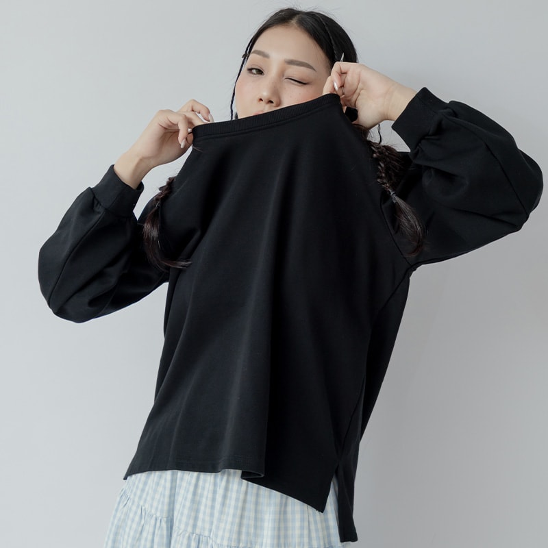 Oversized Cotton Slit Plus Size Sweatshirt (Unisex)