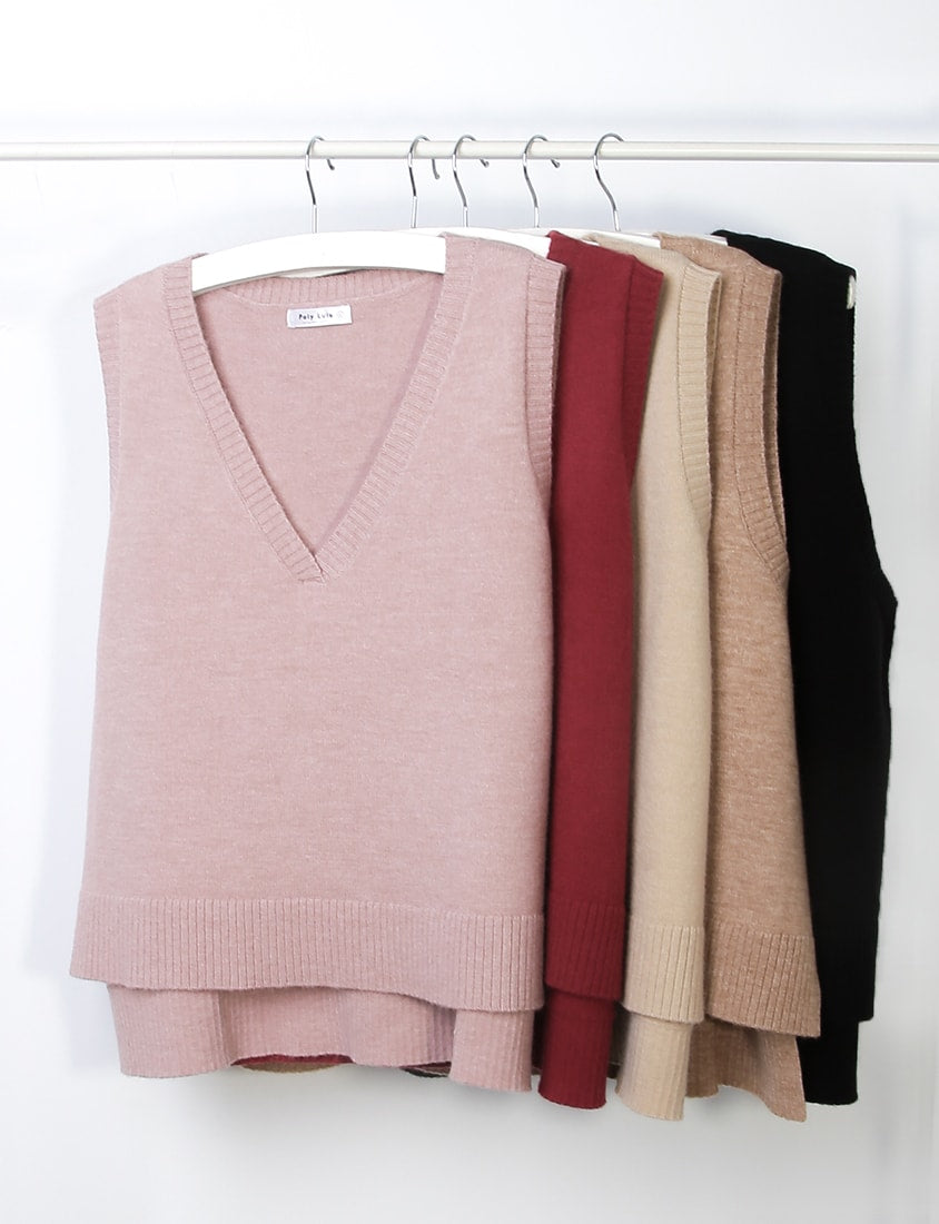 Versatile Multicolor V-Neck Cropped Plus Size Knit Vest