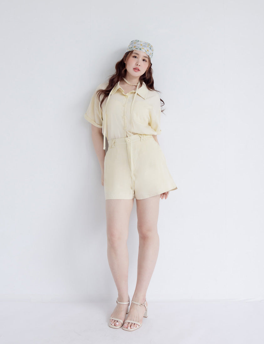 Airy Silky Linen Short Sleeve Plus Size Shirt (With Tie Belt)