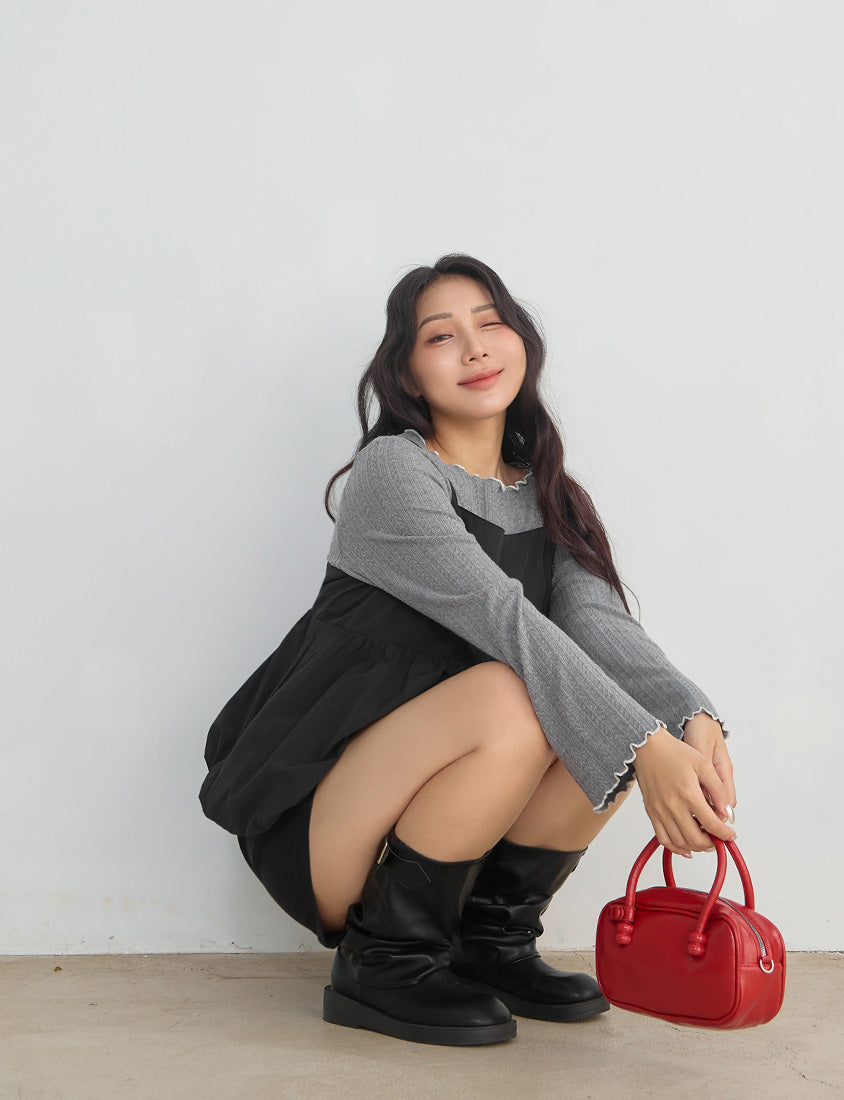 Adjustable Back Hollow Cut Plus Size Bubble Hem Cami Top