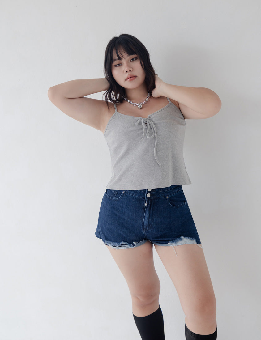 MUA! Ribbed Cross-Tie Adjustable Plus Size Cami Top