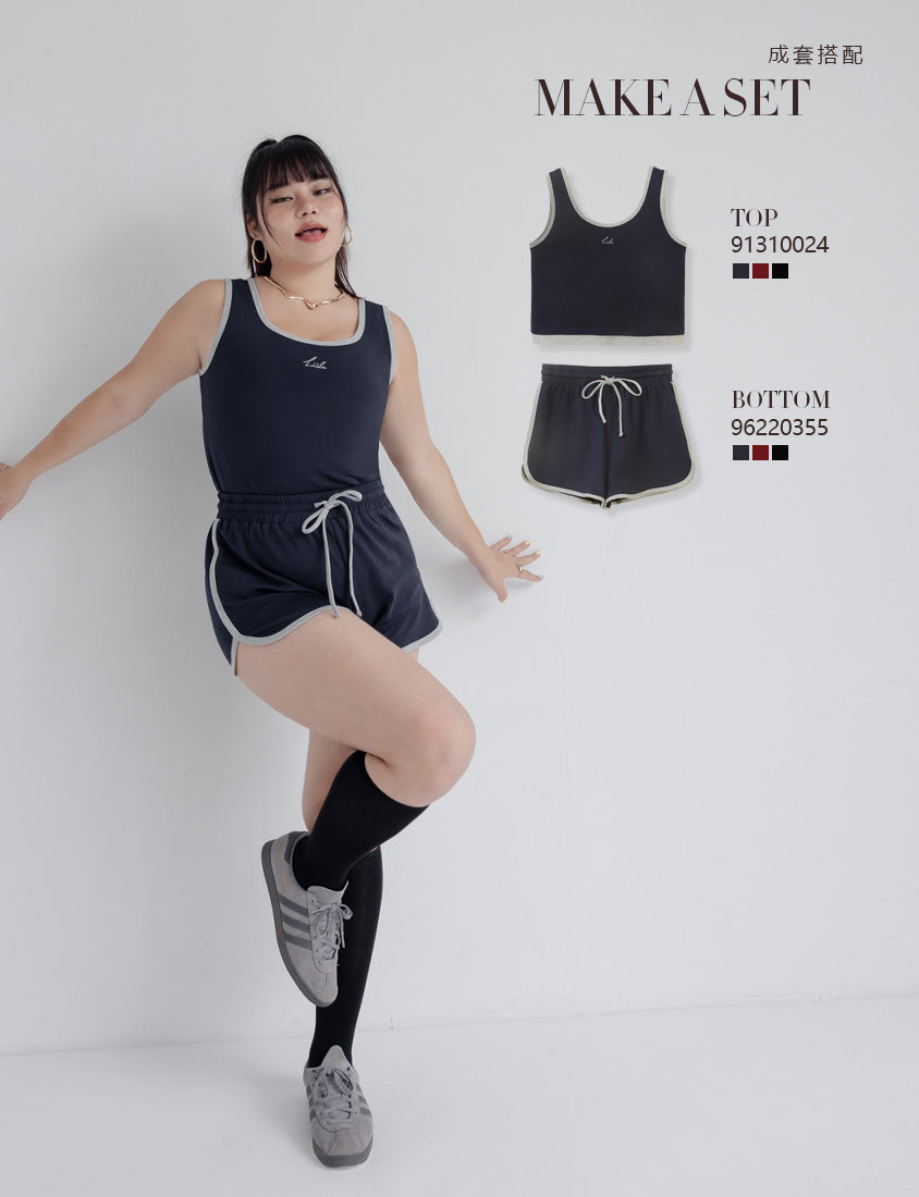 MUA! Sporty U-Neck Racerback Embroidery Plus Size Tank