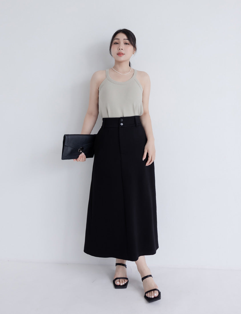 Miss. Space Cotton Back-Slit Plus Size Maxi Skirt