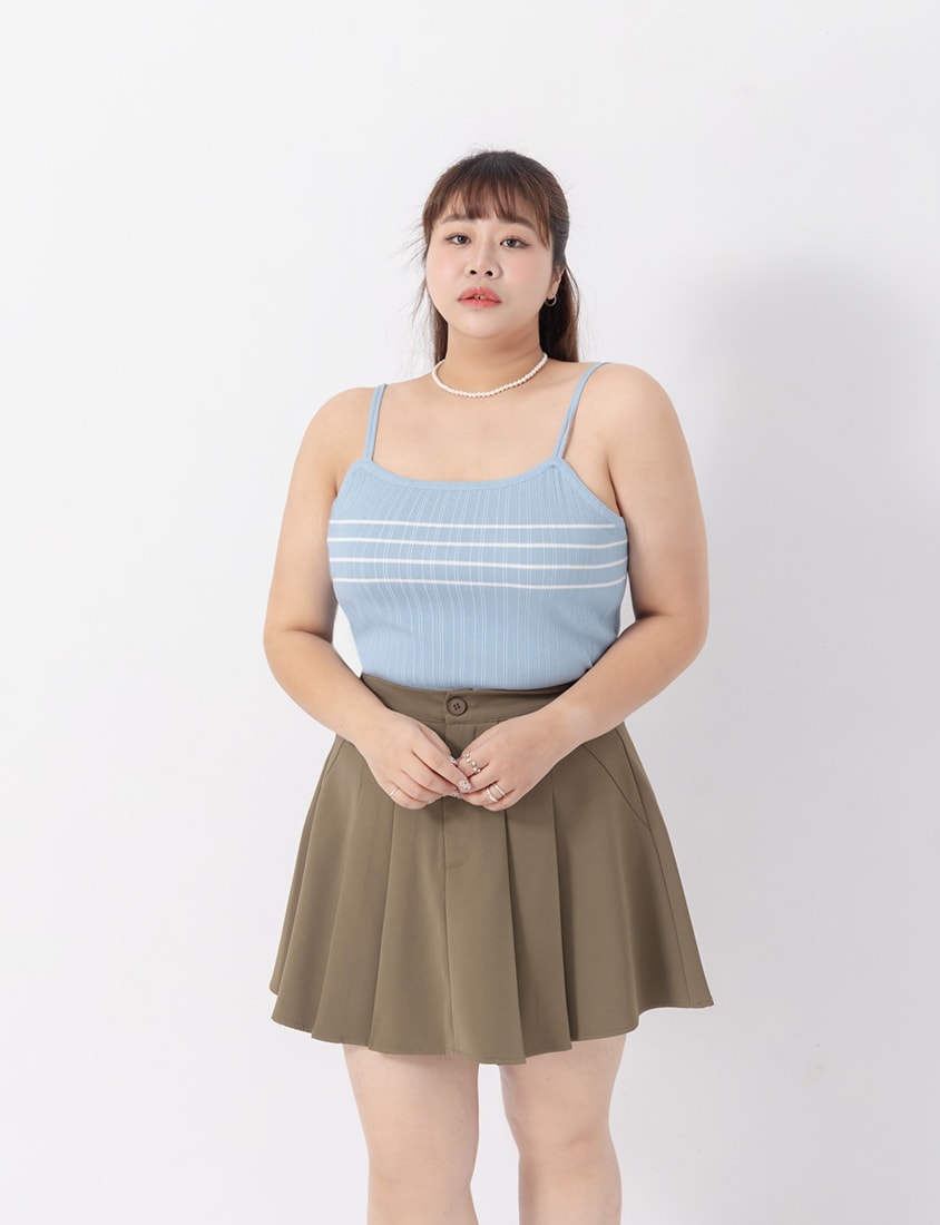 MISS. Apple-Shaped Friendly! Perfect Fit Tailored High Waist Pleated Plus Size Skirt
