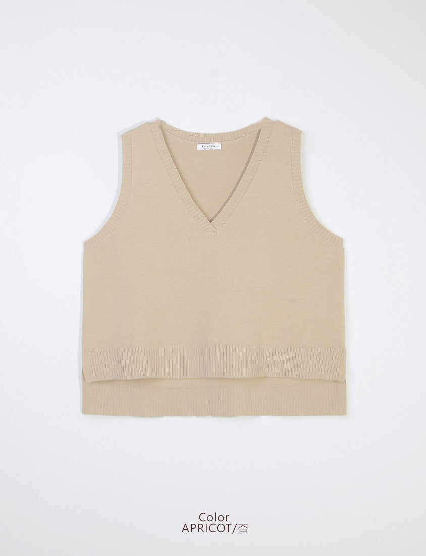 Versatile Multicolor V-Neck Cropped Plus Size Knit Vest