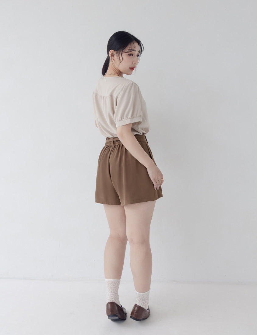 MISS. Silky Cool Plus Size Tailored Shorts (with Waist Tie)