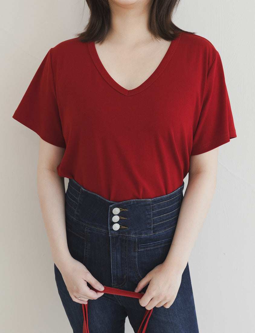 V-Neck Multicolor Plus Size Comfy Slim Tee