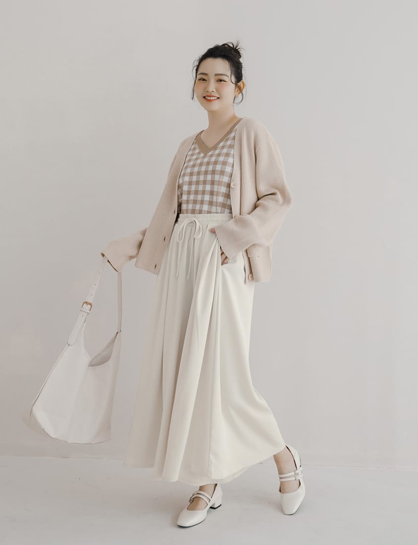 Korean Style Large Pleated Elastic Waist Tie Plus Size Wide Leg Pants