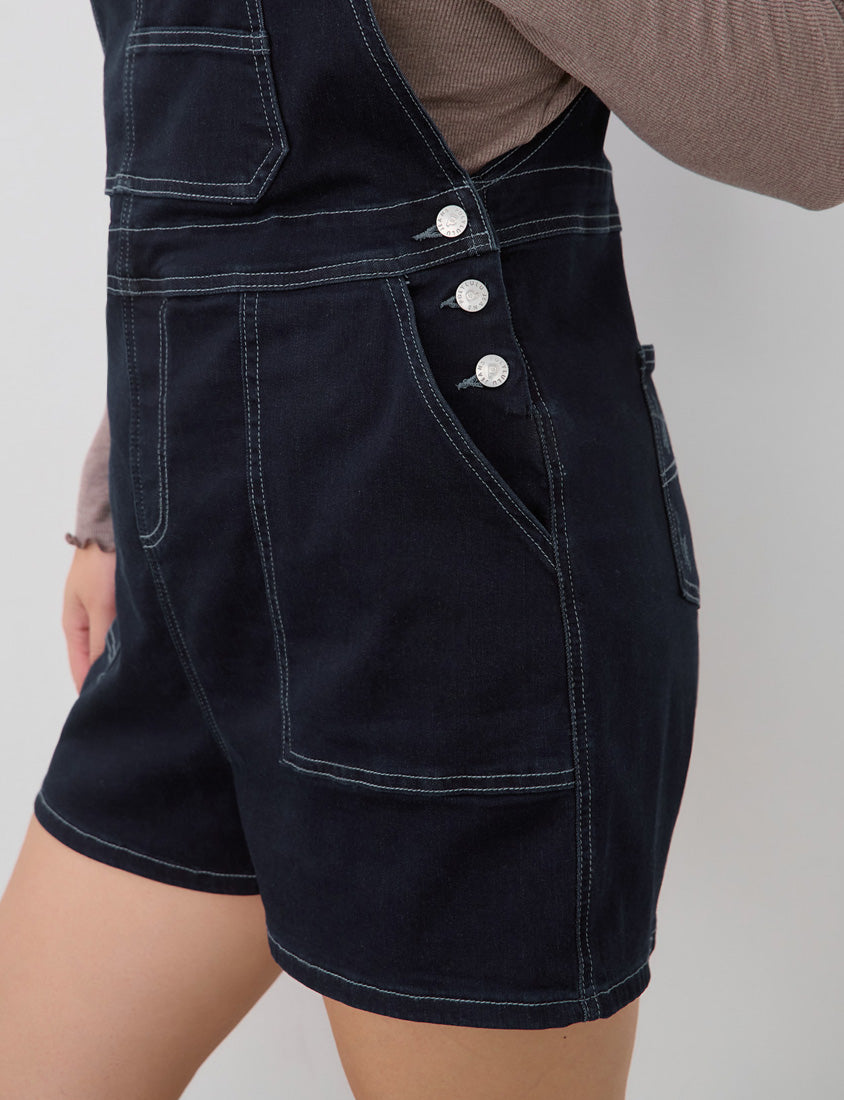 Adjustable Multi-Pocket Denim Plus Size Overalls Shorts