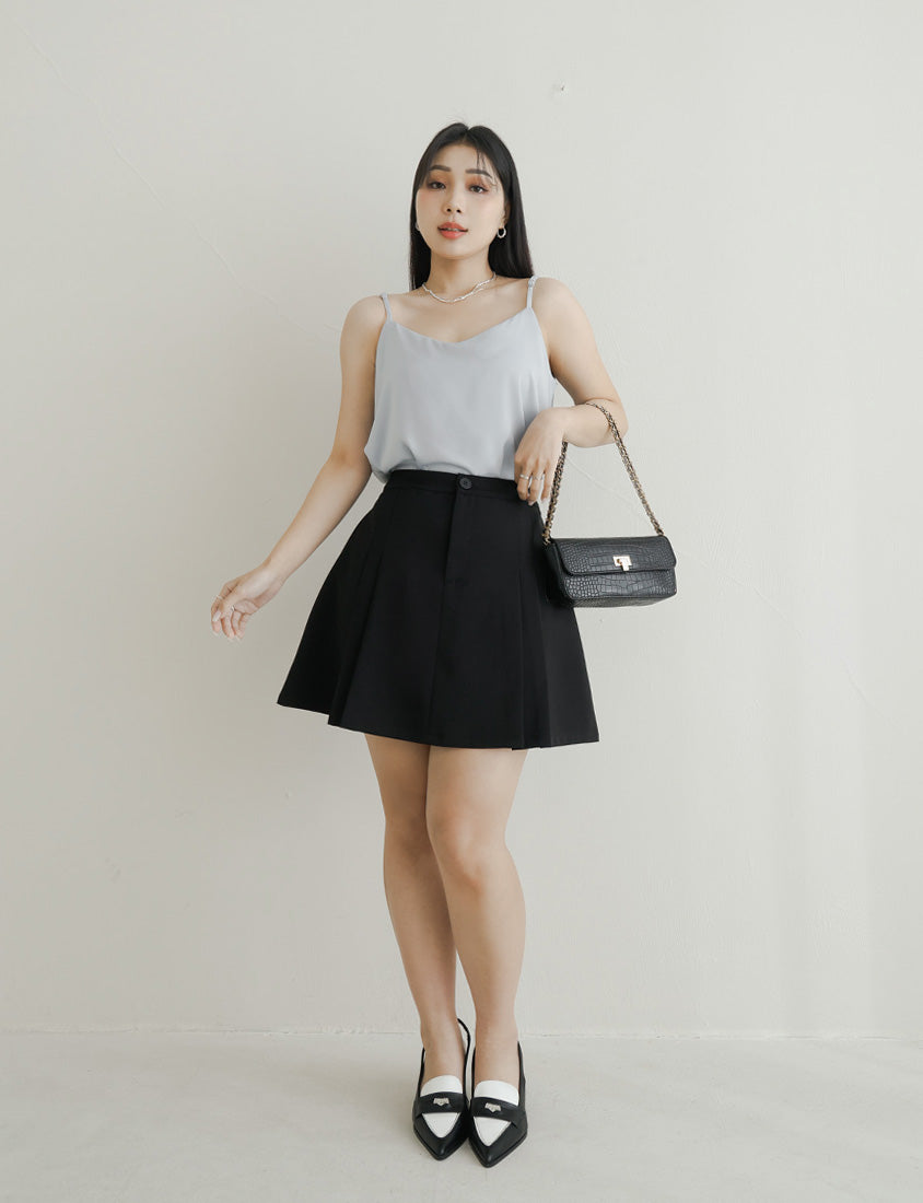MISS. Wrinkle-Resistant Pleated Suit Plus Size Tailored Mini Skirt (With Shorts)