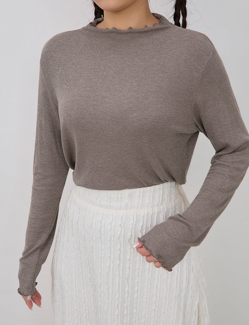 Classic Soft Ribbed Lettuce Edge Plus Size Top