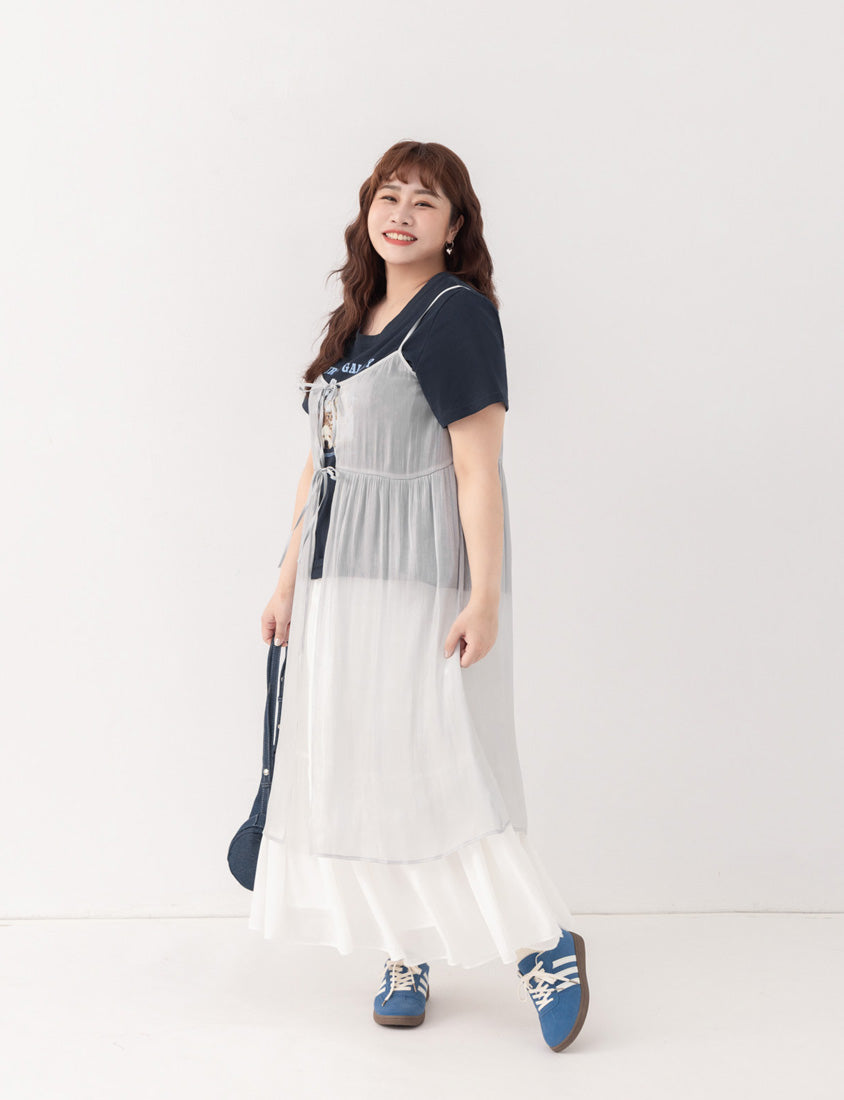 Shimmer Textured Plus Size Cami Maxi Dress