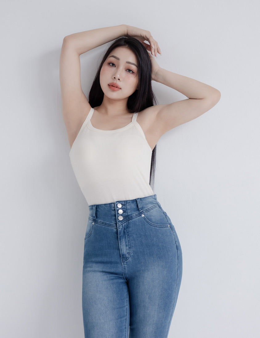 U-Neck Ribbed Shoulder Cut Plus Size BRATOP (with Padding)