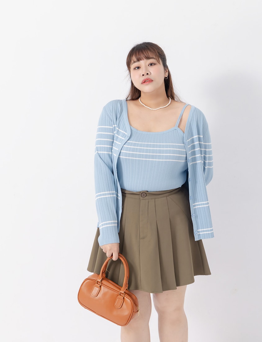 MISS. Apple-Shaped Friendly! Perfect Fit Tailored High Waist Pleated Plus Size Skirt