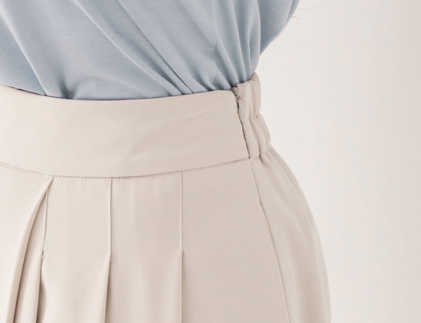 Elegant Pleated Back Elastic Waist Plus Size Chiffon Skort