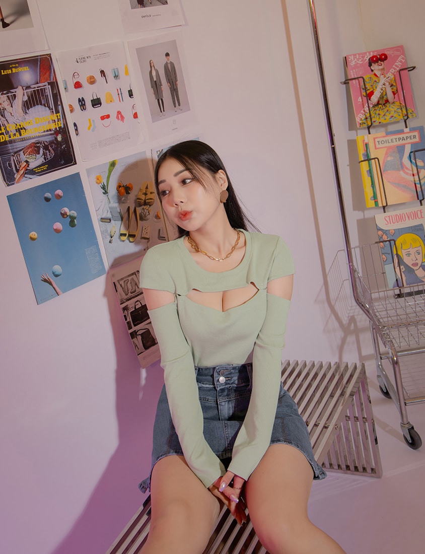 MUA! Frayed Waist Plus Size Denim Skort (With Inner Pants)