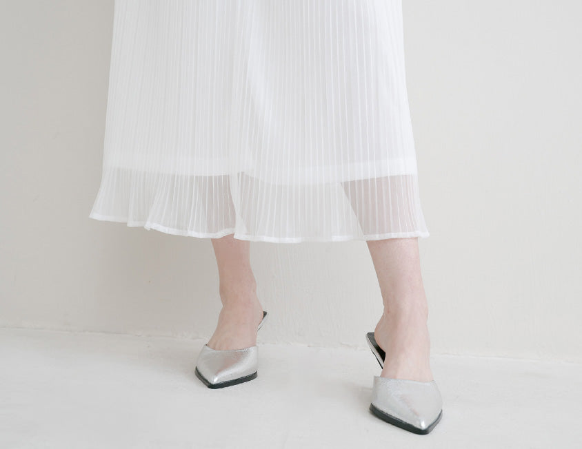 MISS. Ethereal Sheer Pleated Elastic Plus Size Maxi Skirt