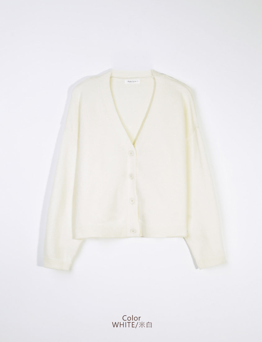 Classic V-Neck Multicolor Cropped Plus Size Knit Cardigan