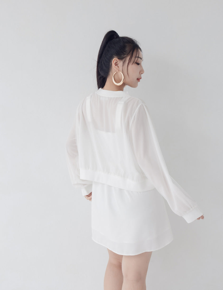 MUA! Sheer Chiffon Dual-Zip Plus Size Bomber Jacket