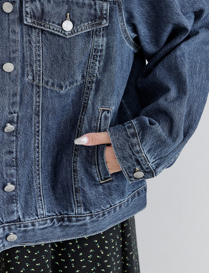 Casual Classic Denim Plus Size Long Sleeve Jacket