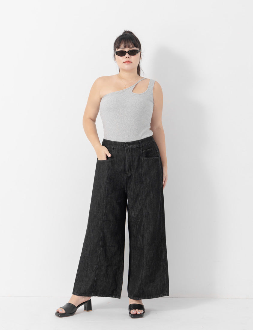 Standard Stitch Detail Plus Size Wide-Leg Jeans
