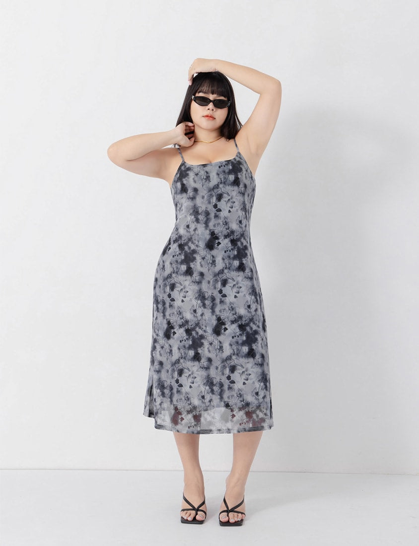MUA! Sheer Adjustable Tie-Dye Plus Size Maxi Dress