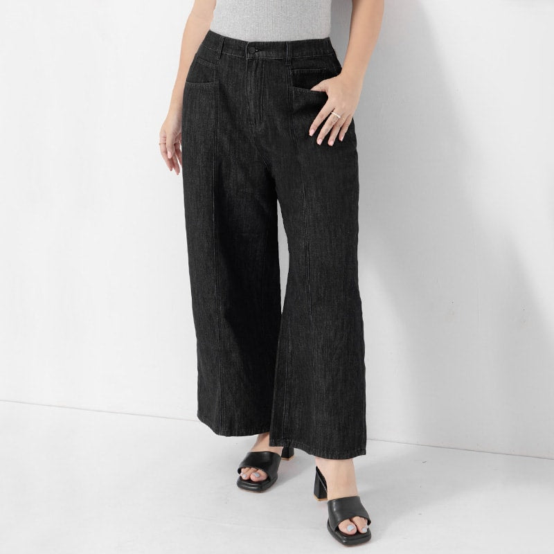 Standard Stitch Detail Plus Size Wide-Leg Jeans