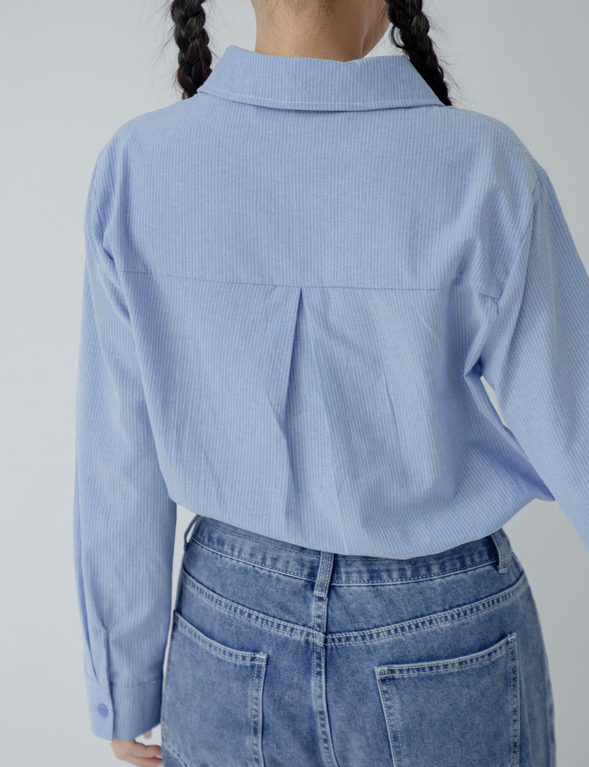 Classic Versatile Plus Size Striped Shirt