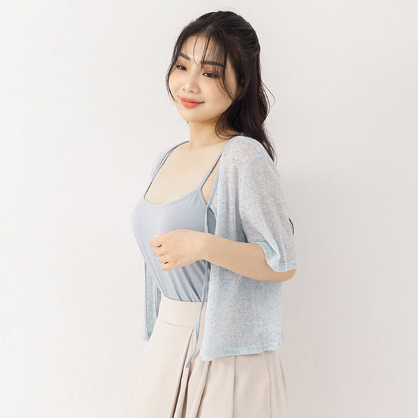 Two-Piece Snowflake Tie-Front Lightweight Plus Size Knit Top (With Vest)
