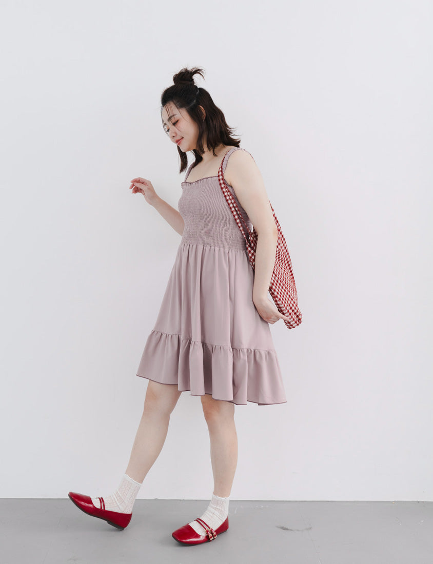 Colorblock Ruffle Trim Smocked Tiered Plus Size Mini Dress
