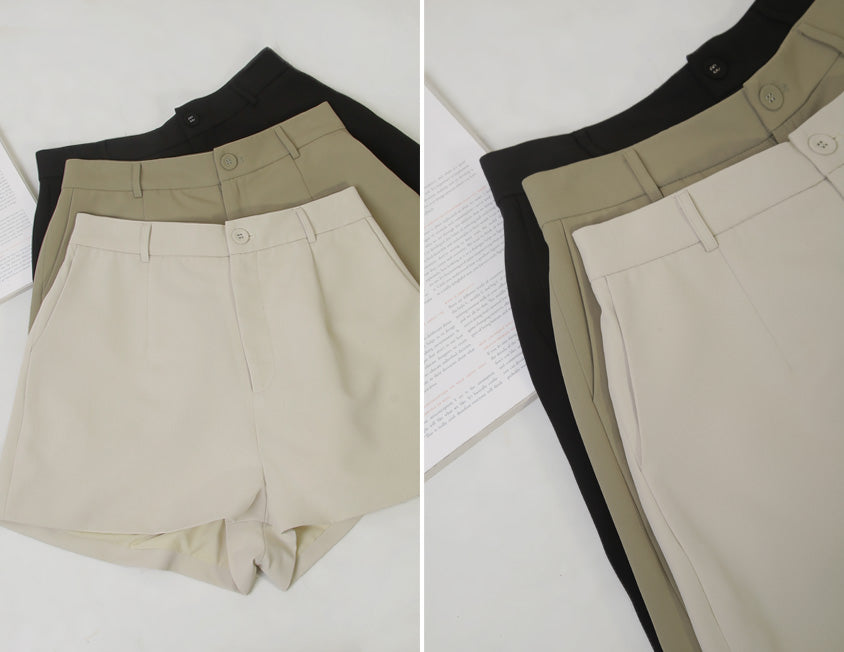 MISS. Elegant Back Elastic Waist Plus Size Tailored Shorts
