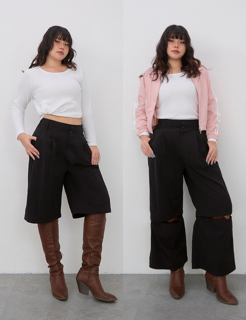 High Waist Convertible Plus Size Utility Pants