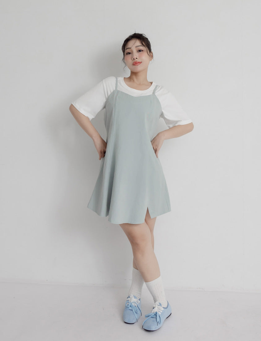 Sweetheart Neck Twill Cami Plus Size Mini Dress