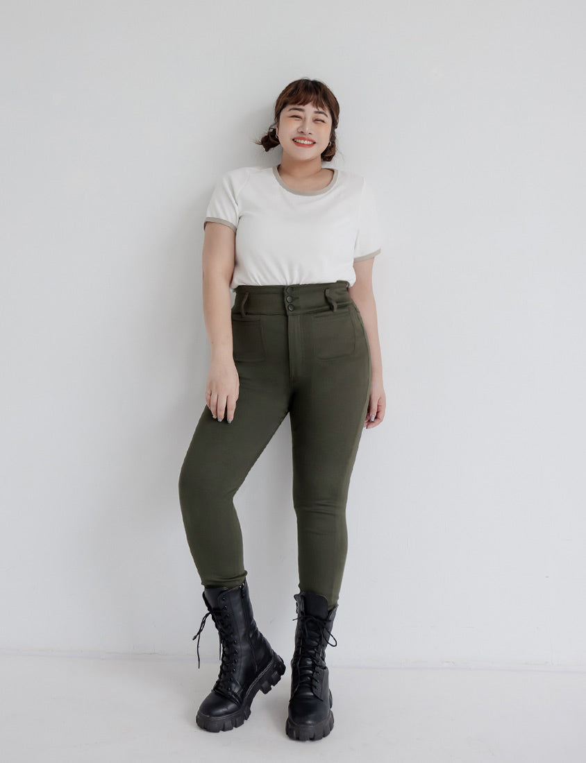 High Waist Tummy-Flattering Plus Size Slimming Pants (Three Buttons)