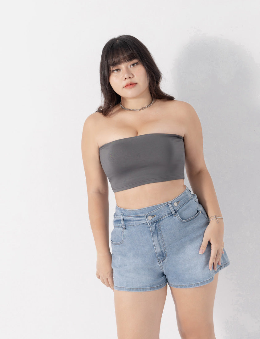 Pobra. Removable Padded Silky Milk Plus Size Bandeau BRATOP