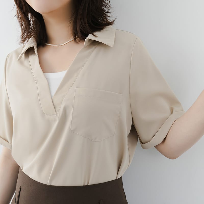 MISS. Wrinkle-Resistant Multicolor Faux Two-Piece Plus Size Top