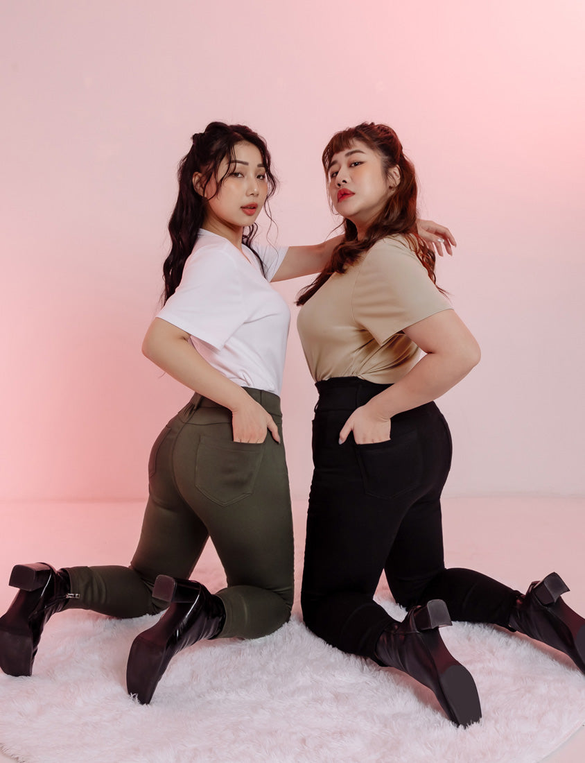 High Waist Tummy-Flattering Plus Size Slimming Pants (Three Buttons)