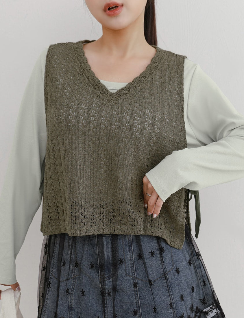 Layered Essential Crochet Tie Plus Size Vest