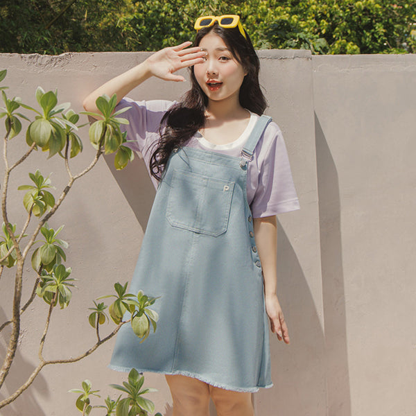 Adjustable Twill Cotton Strap Plus Size Midi Dress