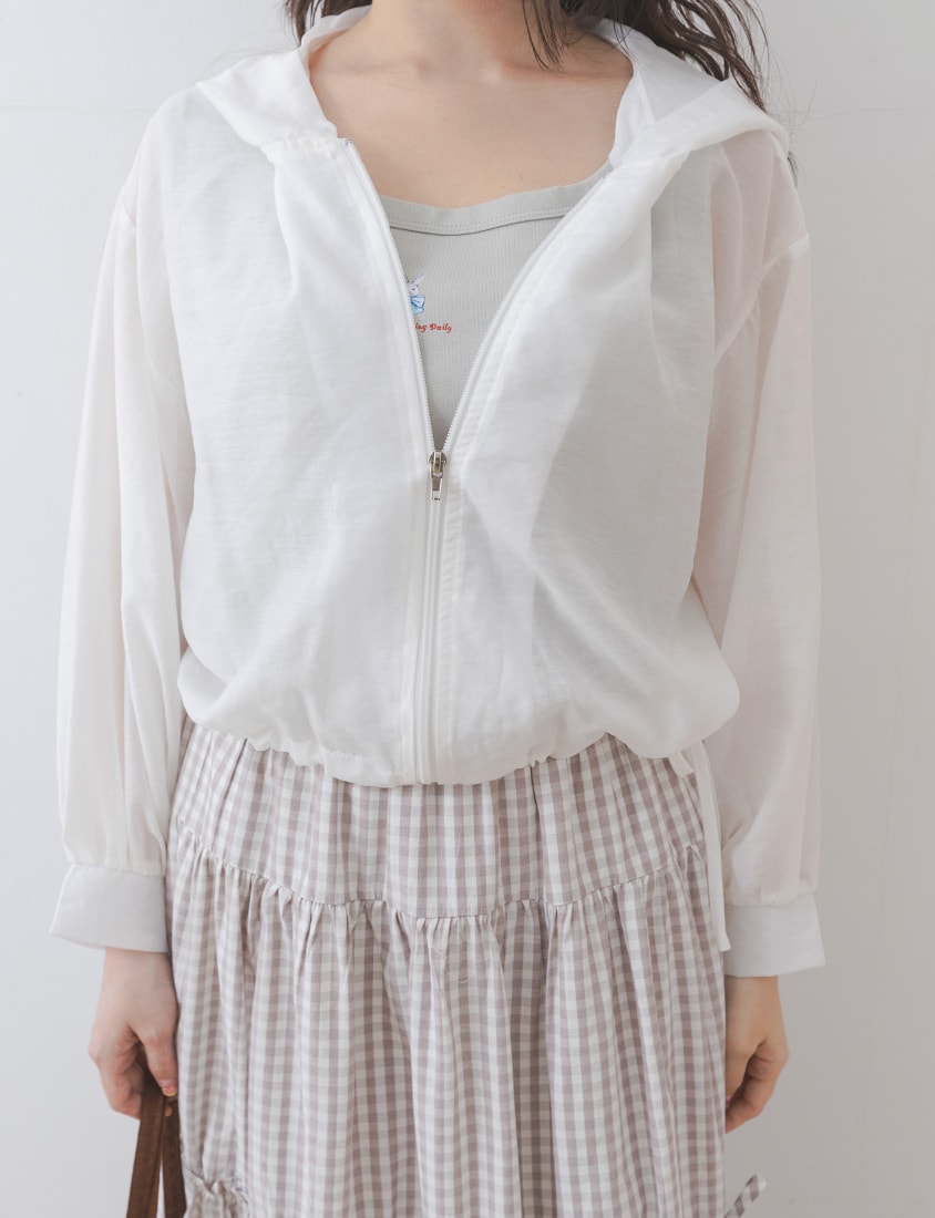 Semi-Sheer Drawstring Hem Hooded Plus Size Jacket