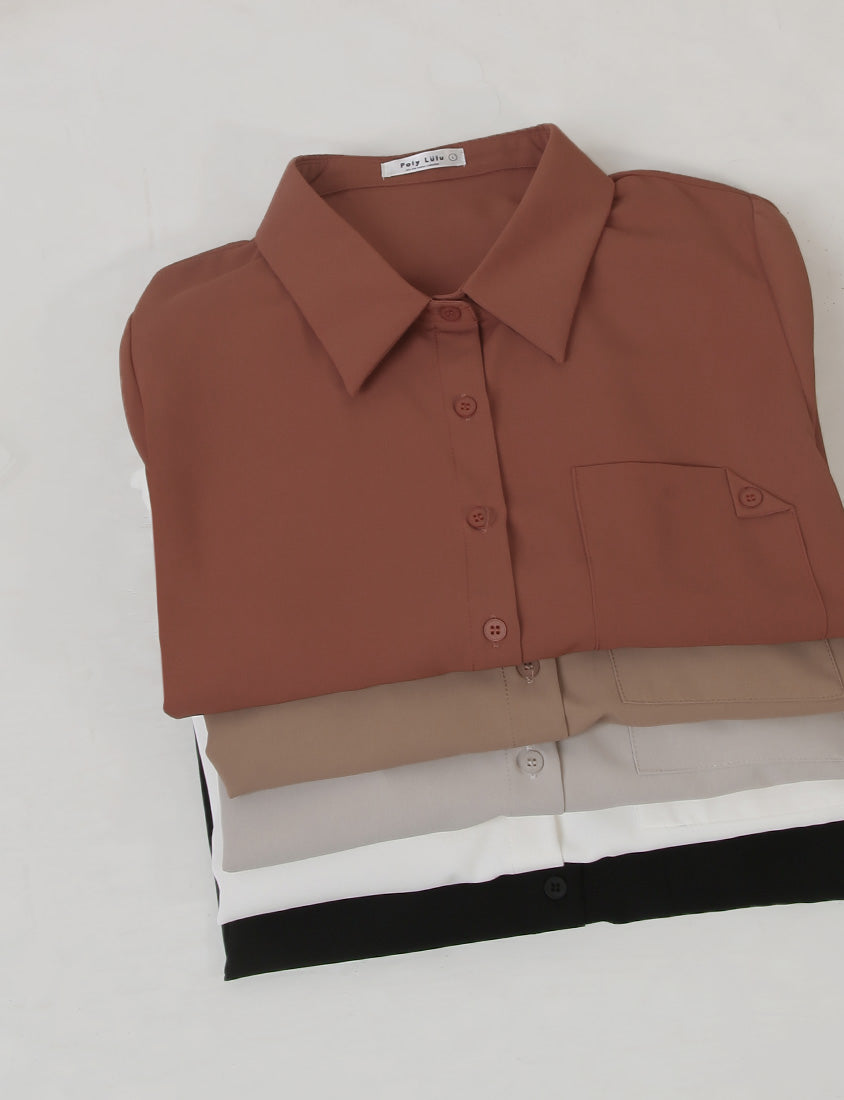 MISS. Wrinkle-Resistant Textured Multicolor Pocket Plus Size Shirt